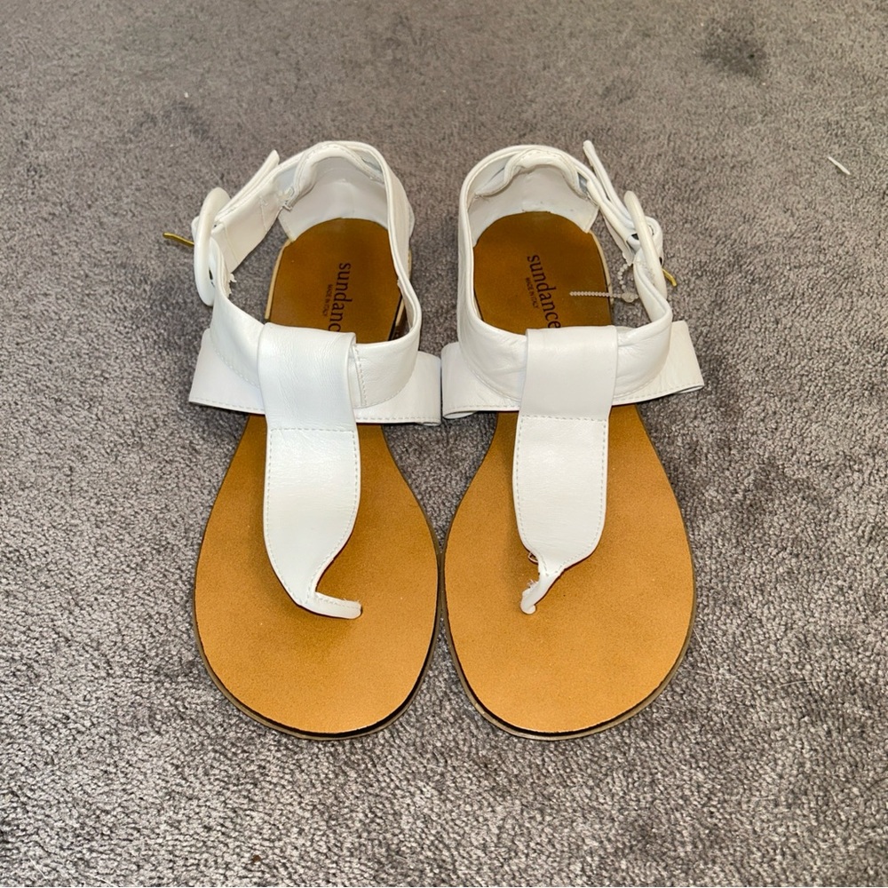 Sundance White Leather Sandals for Women